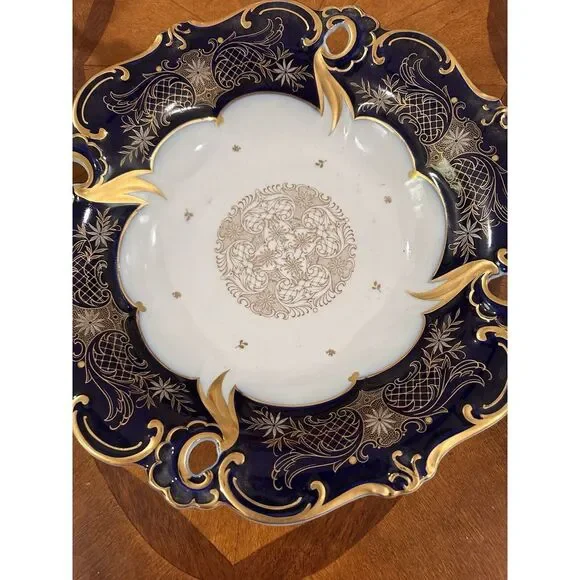 VTG ECHT WEIMAR PORZELLAN PORCELAIN KOBALT COBALT ILSE BOWL GERMANY CENTER PIECE